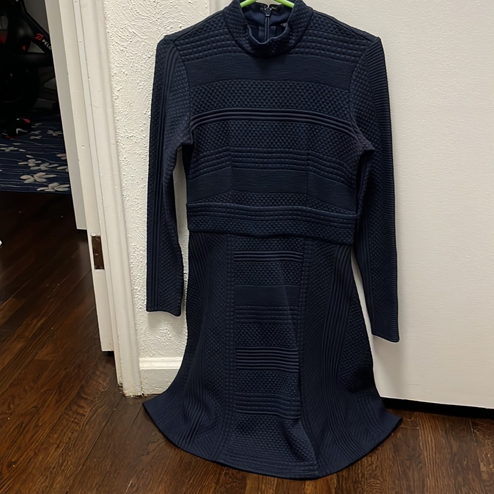 Adria Moss Navy mock neck textured knit dress 4